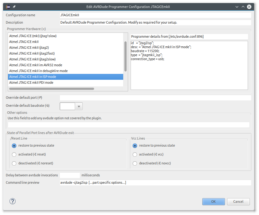 Set up JTAGICEmkII as programmer